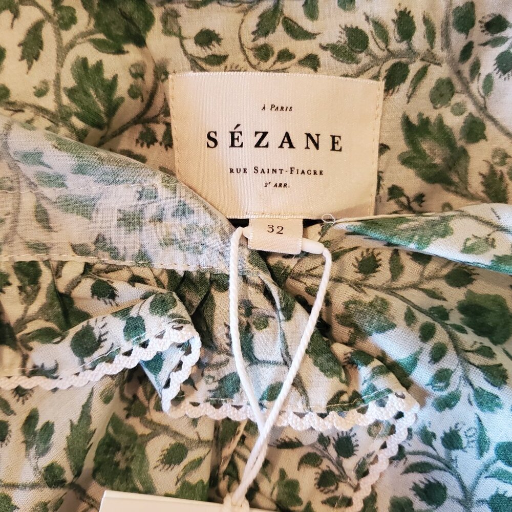 Sézane Chlo Blouse in Green Blossom - Picture 4 of 6